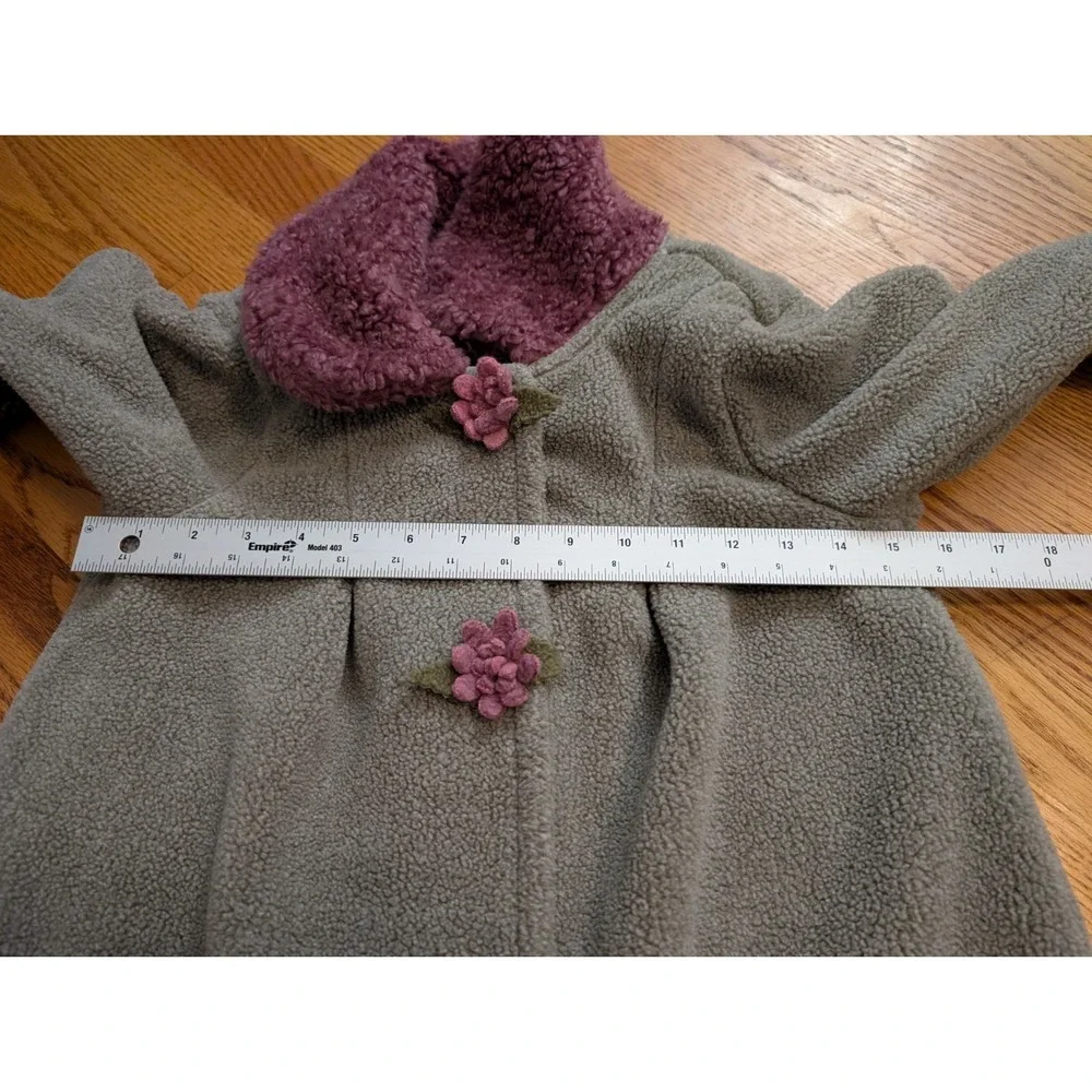 Bitty Buttons‎ Girls Coat Handmade in Minnesota Gray & Mauve Flower Size 8